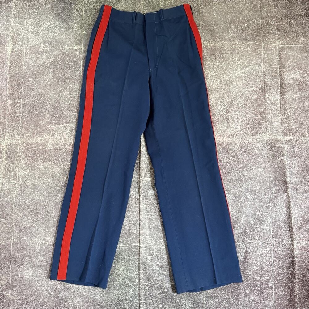 Men's Vintage 60's USMC Marines Navy Blue Red Wool Gabardine Tuxedo Pants Sz 30